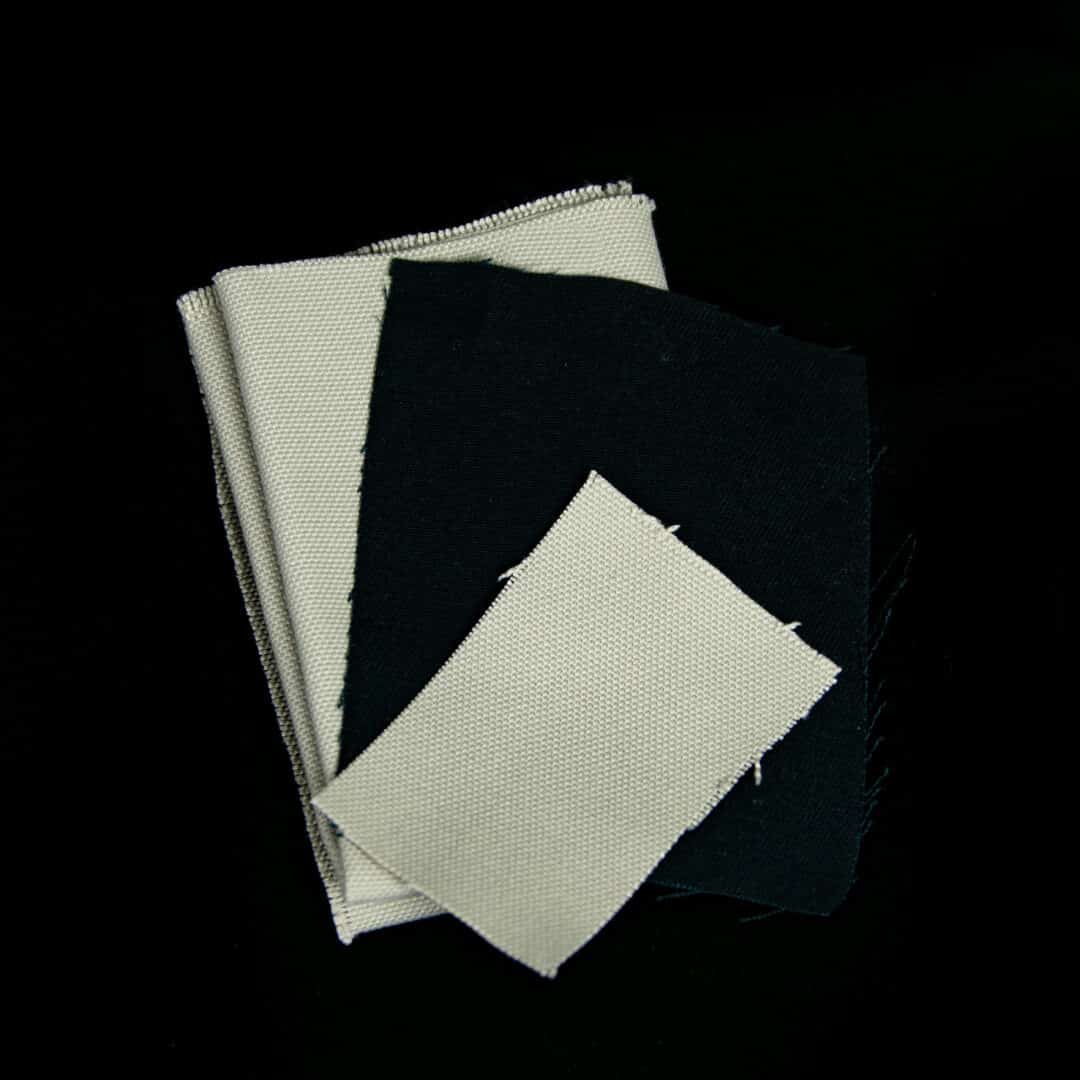 Picture showing various sizes of twill fabric used to subpatch holes in leather or vinyl upholstery