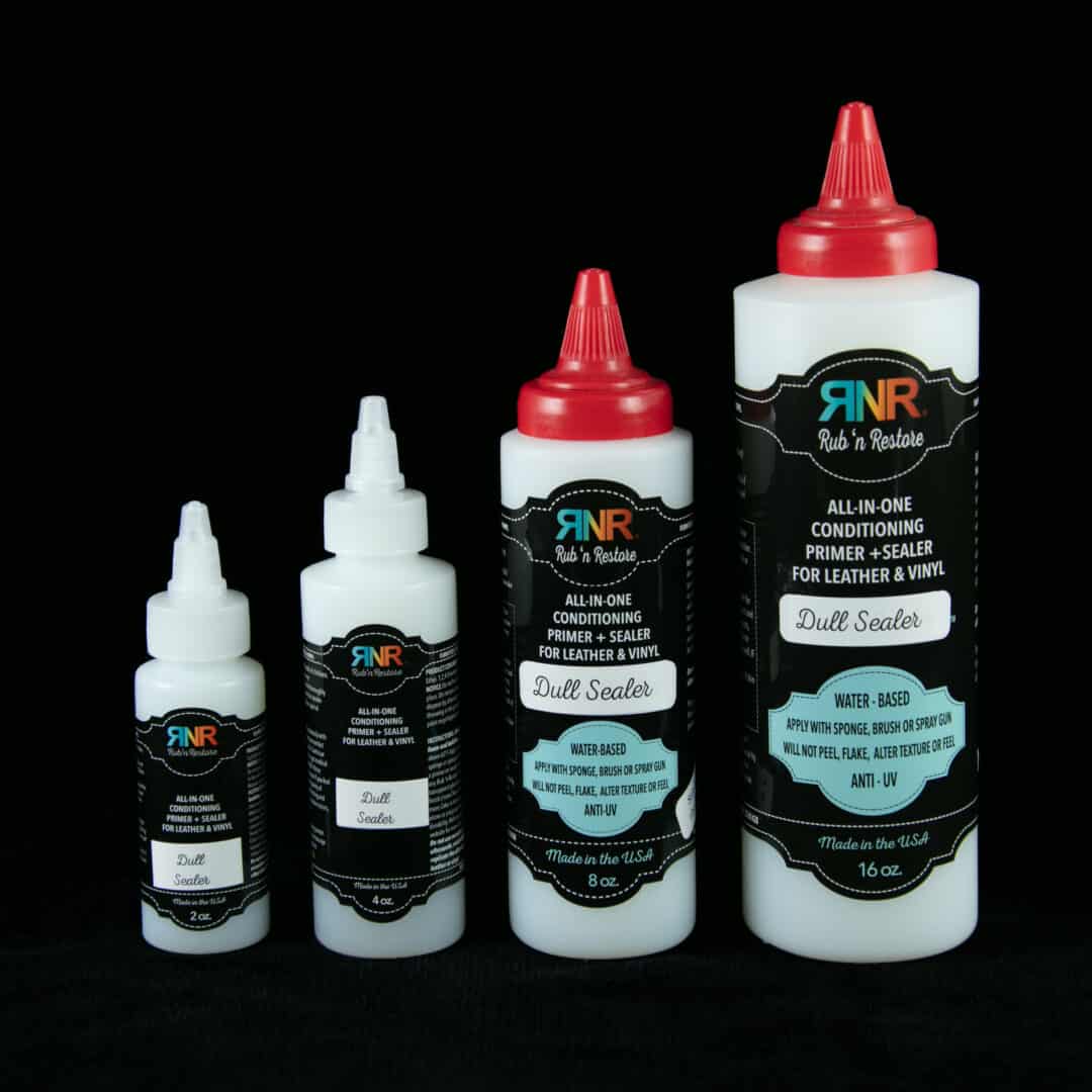 Picture showing size options of Rub n Restore Dull Sealer for leather and vinyl