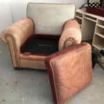 Sun faded full grain aniline leather chair