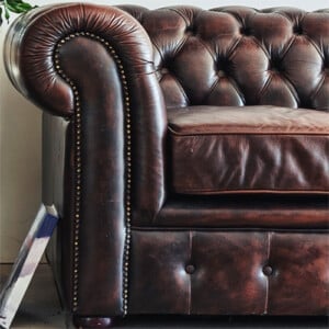 Tufted leather couch