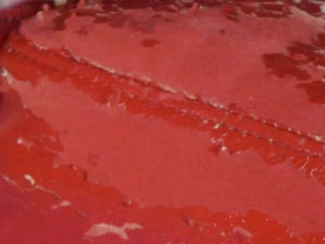 Fabric stained with leather paint