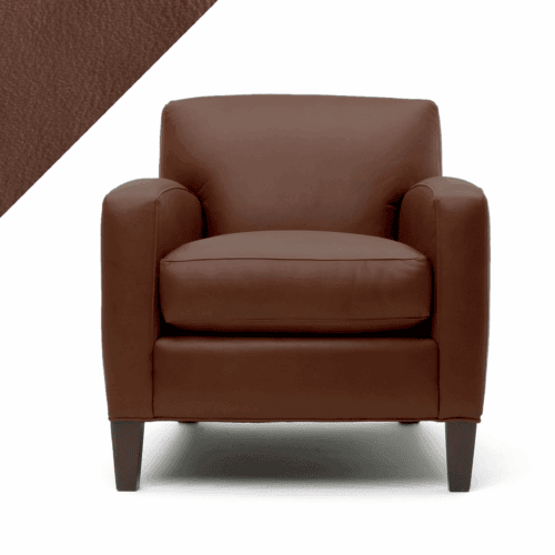 Image showing chair with Rub n Restore Cinnamon brown color plus triangular example of texture in left corner