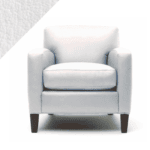 Example of leather chair in Rub n Restore's Marine off-white color with triangular swatch in upper left corner as reference