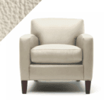 Example of leather chair in Rub n Restore's pale Ivory color with triangular swatch in upper left corner as reference