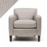 Example of leather chair in Rub n Restore's light Beige color with triangular swatch in upper left corner as reference
