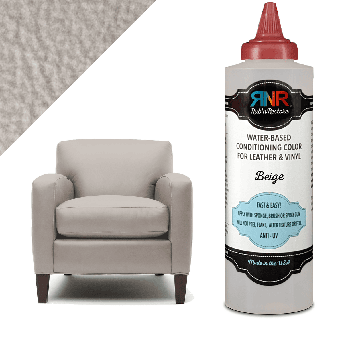 Beige Vinyl & Leather Finish - Image 2