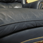 Picture of front edge and piping of leather chair cushion after Rub n Restore Custom Color