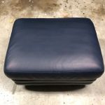 Picture of scratched leather ottoman restored with Midnight Blue Rub n Restore