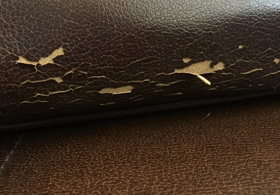 ... and ultimately peel away, revealing a microfiber or polyester fabric.