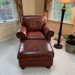 Picture of leather club chair and ottoman after Rub n Restore